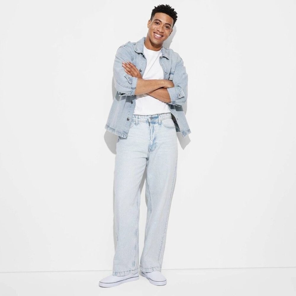 K-146 Original Use Men's 38x30 Baggy Fit Jeans - Light Wash Straight Leg